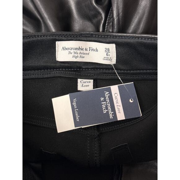 New Abercrombie & Fitch Pants 28 / 6 Womens 90s Relaxed Vegan Leather Curve Love - Picture 6 of 8
